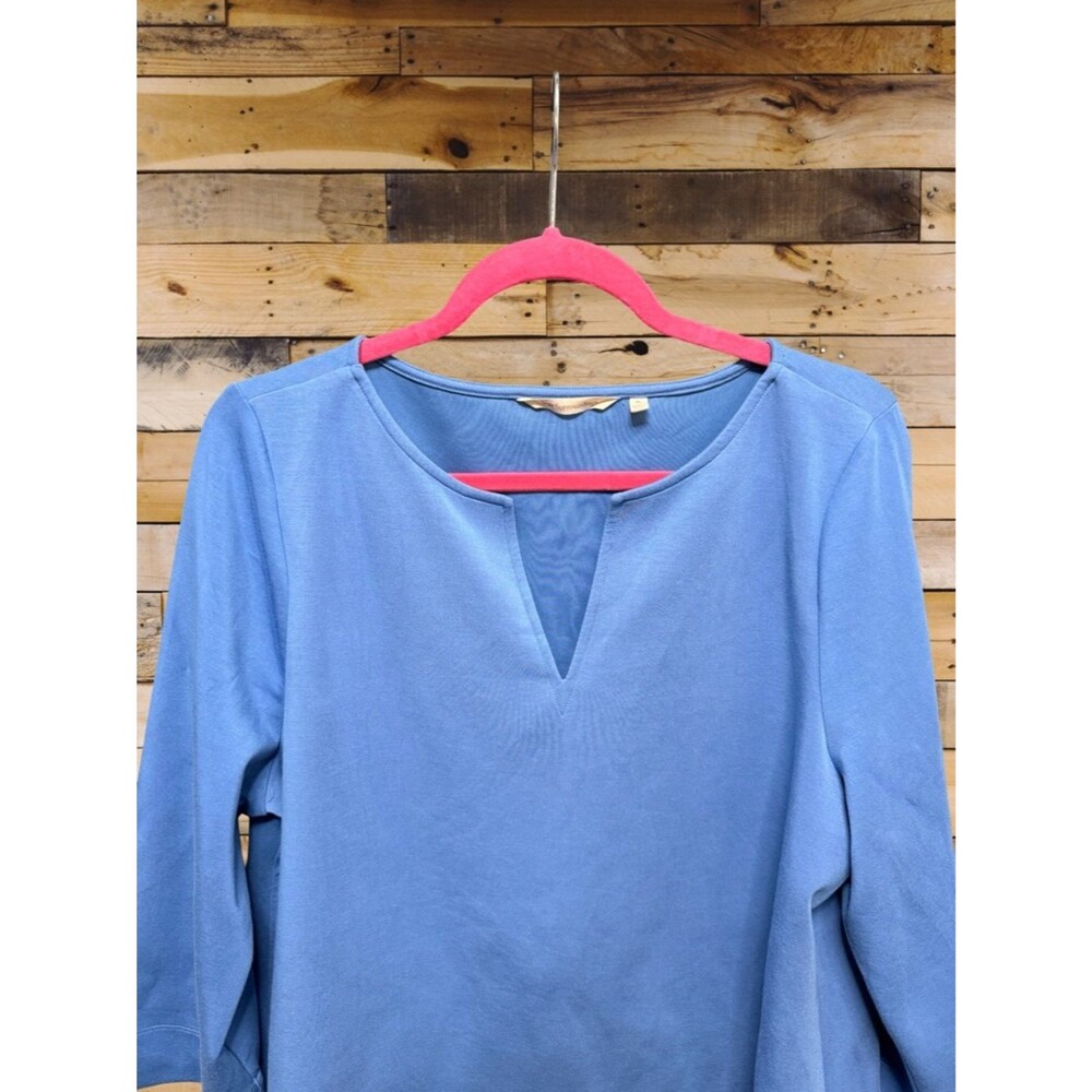 Soft Surroundings Light Blue Split Neck 3/4 Sleeve Knit Top Size XL - Picture 2 of 6